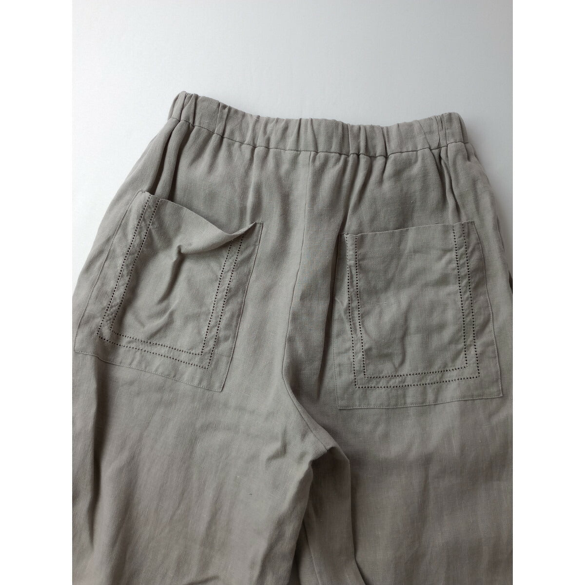 23SS GALERIE VIE ギャルリーヴィー フレンチ リネン イージー セミ ワイド パンツ グレー 32【中古】