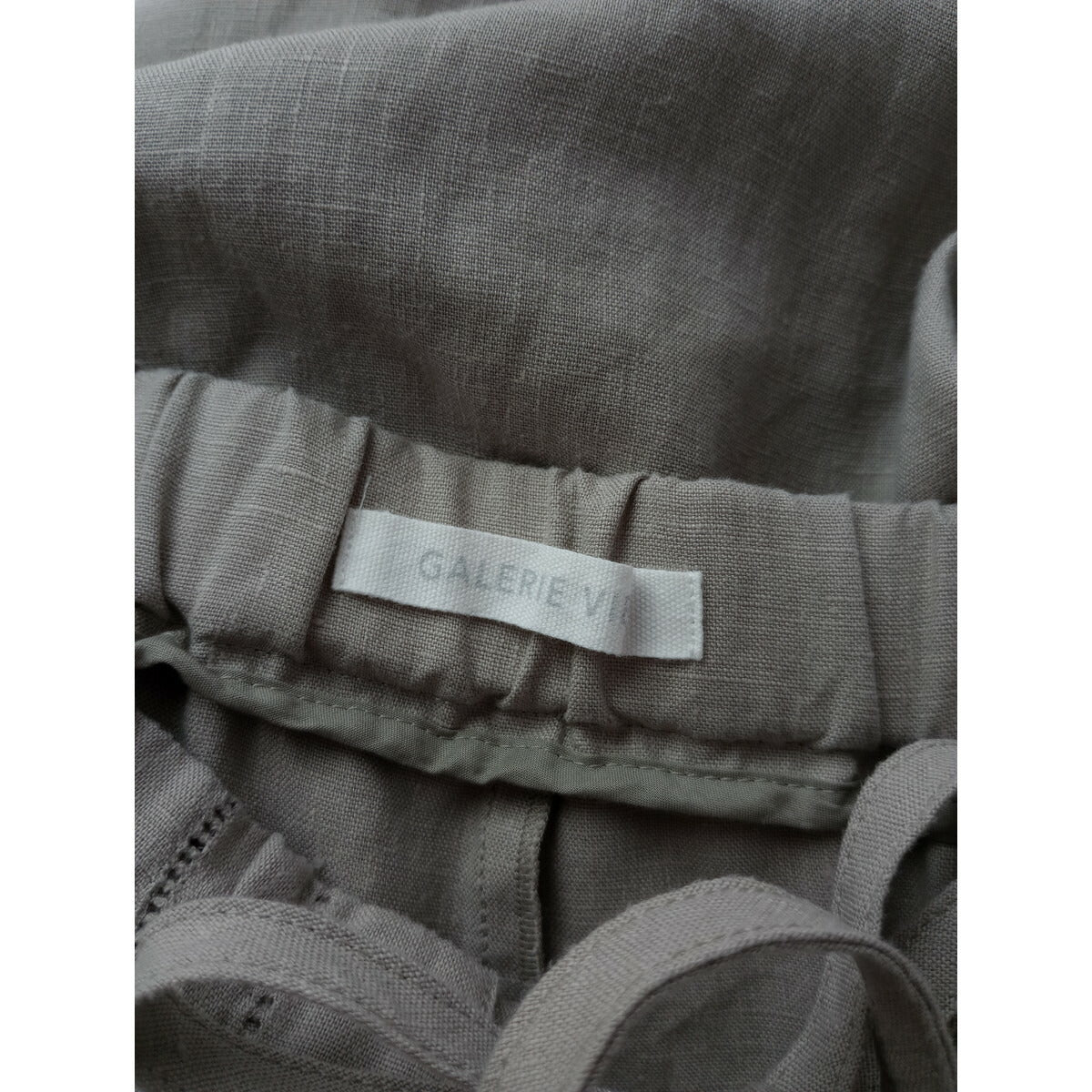 23SS GALERIE VIE ギャルリーヴィー フレンチ リネン イージー セミ ワイド パンツ グレー 32【中古】