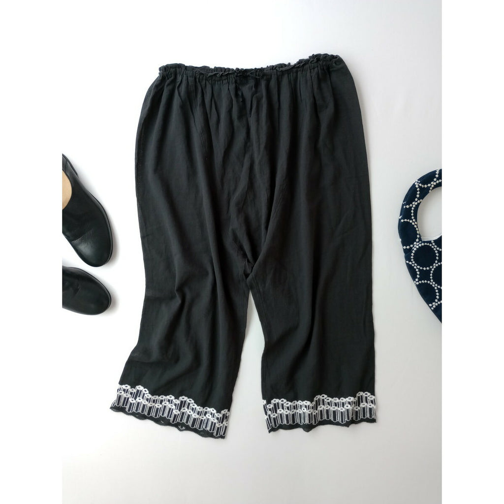mina perhonen ミナペルホネン flower step ペチパンツ 黒 ブラック F【中古】