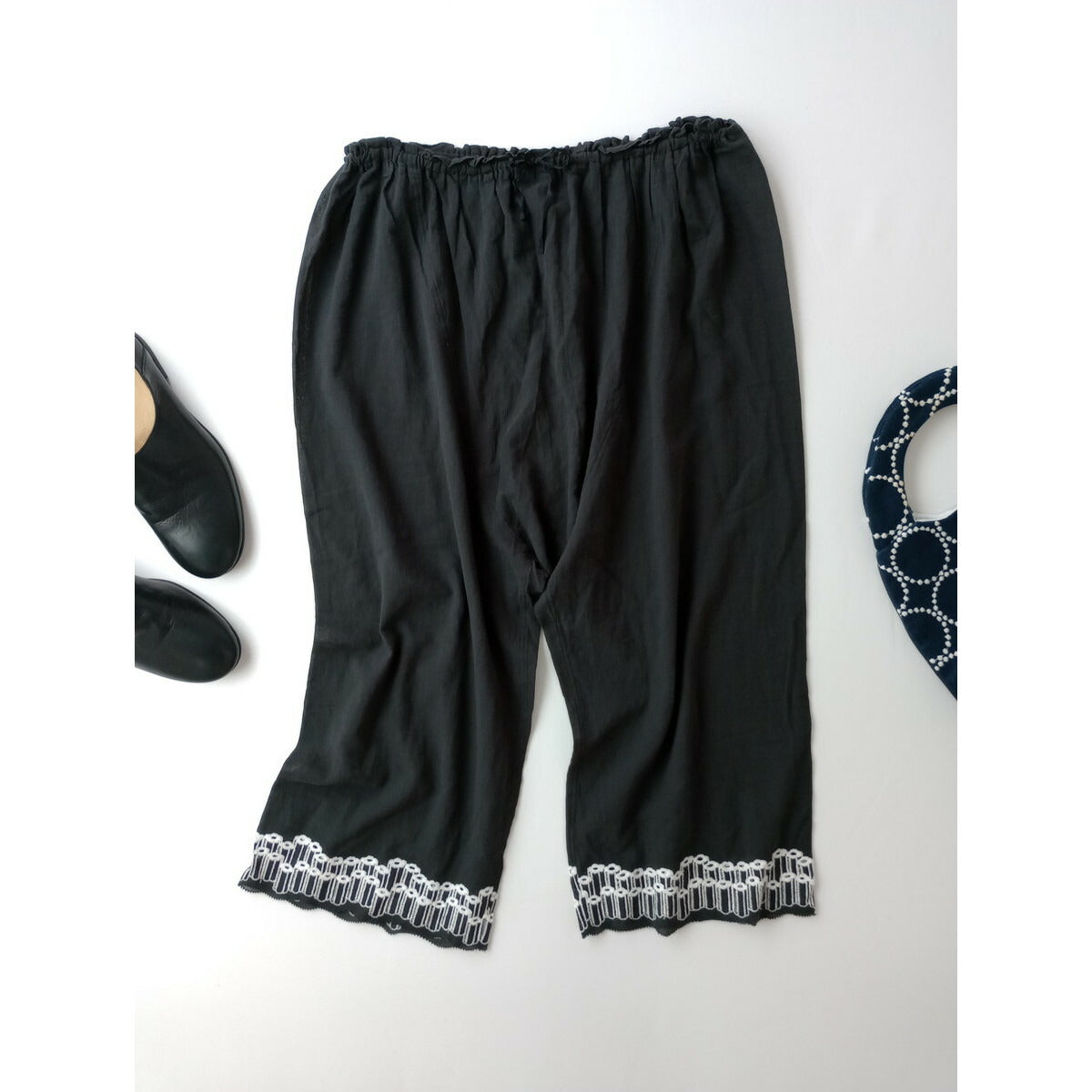 mina perhonen ミナペルホネン flower step ペチパンツ 黒 ブラック F【中古】