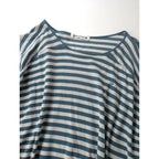 mina perhonen ミナペルホネン ocean border コットン100％　ボーダーカットソー トップス チュニック ブルーグレー【中古】