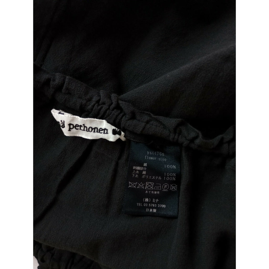 mina perhonen ミナペルホネン flower step ペチパンツ 黒 ブラック F【中古】