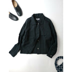 24SS MARGARET HOWELL マーガレットハウエル LIGHT LINEN SHIRT リネン 麻 100％ シャツ 長袖　ブラウス　黒 ブラック 2【中古】