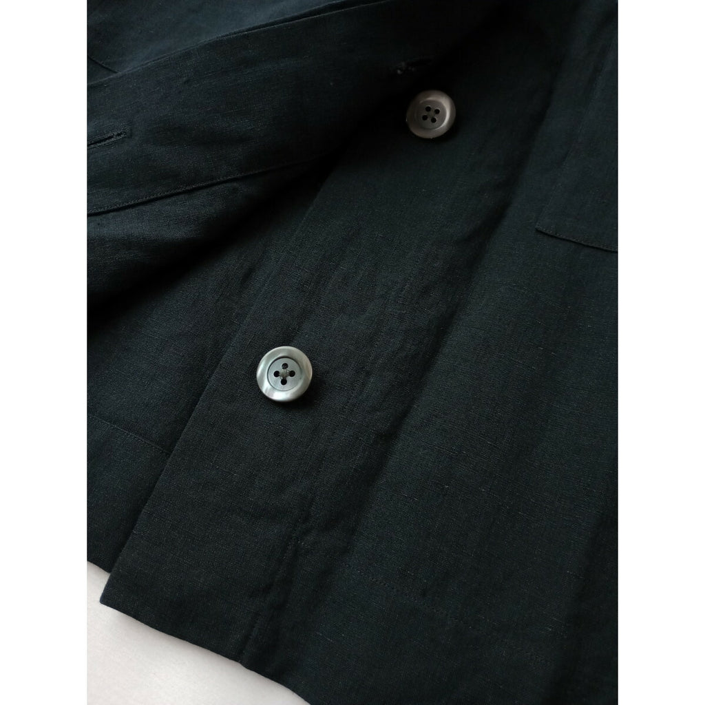 24SS MARGARET HOWELL マーガレットハウエル LIGHT LINEN SHIRT リネン 麻 100％ シャツ 長袖　ブラウス　黒 ブラック 2【中古】
