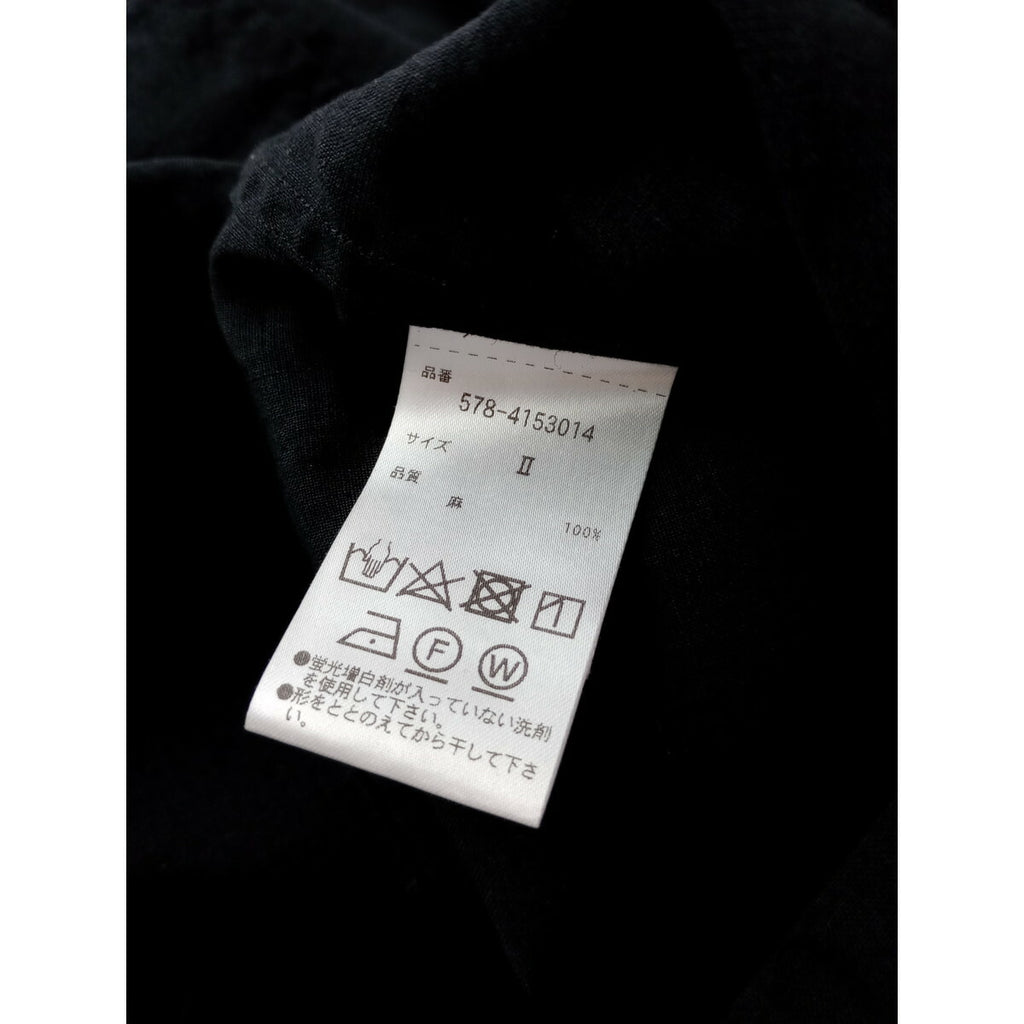 24SS MARGARET HOWELL マーガレットハウエル LIGHT LINEN SHIRT リネン 麻 100％ シャツ 長袖　ブラウス　黒 ブラック 2【中古】