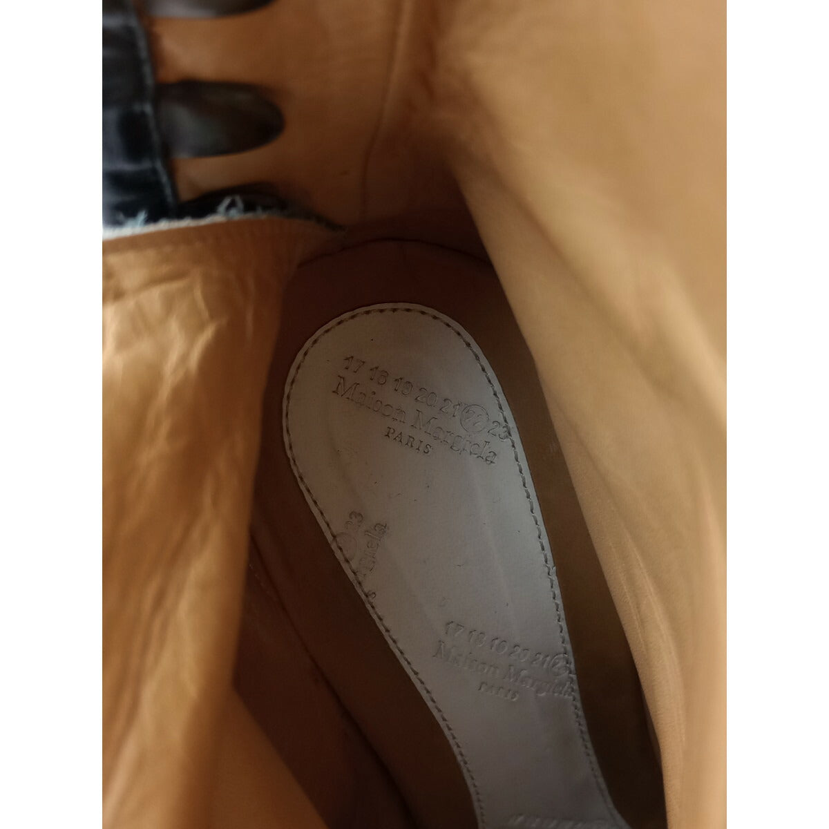 Margiela メゾンマルジェラ 足袋 ブーツ  靴  レザー 38 ヒール 8cm 黒 ブラック 【中古】
