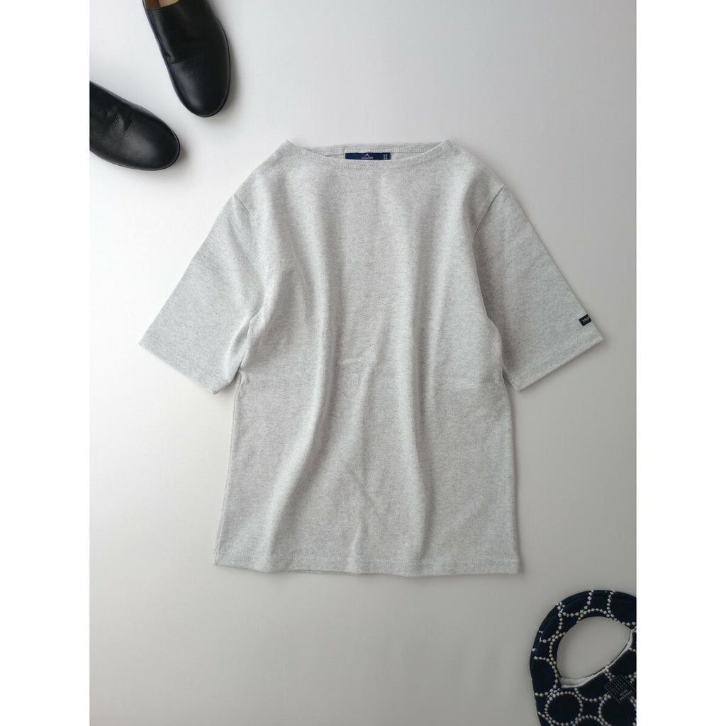 SAINT JAMES セントジェームス 厚手 コットン ボートネック ウェッソン 半袖 カットソー トップス グレー XS【中古】