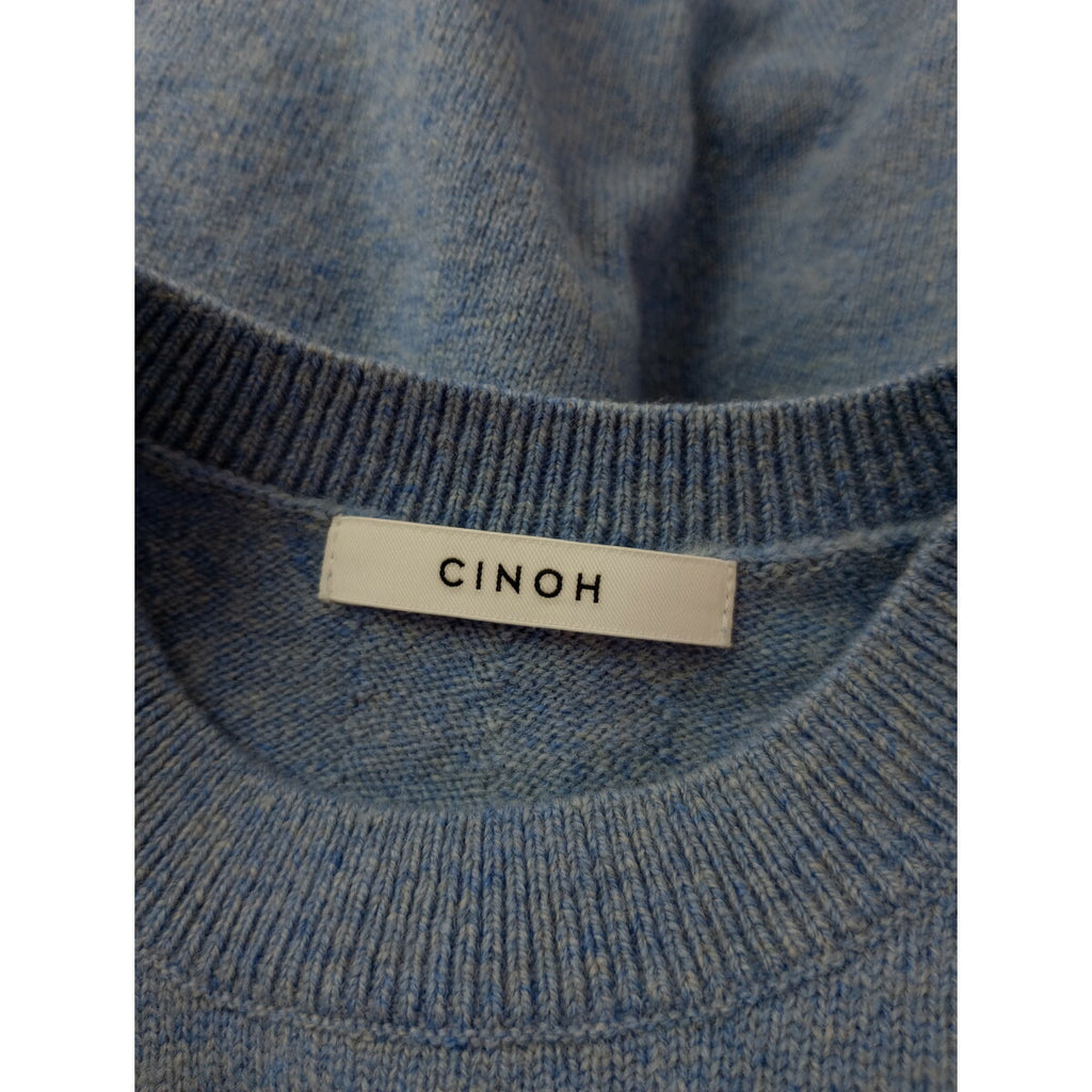 24AW CINOH チノ クルーネック ニット プルオーバー トップス 長袖 ブルー ウール 毛 100％ 38 (16M＋2461)【中古】