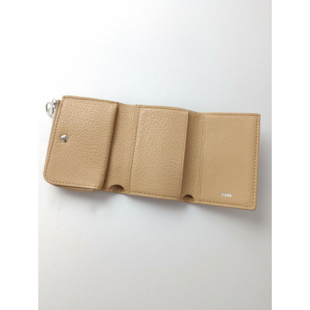 Aeta アエタ WALLET TYPE A MINI レザー ミニ ウォレット 財布 ベージュ【中古】
