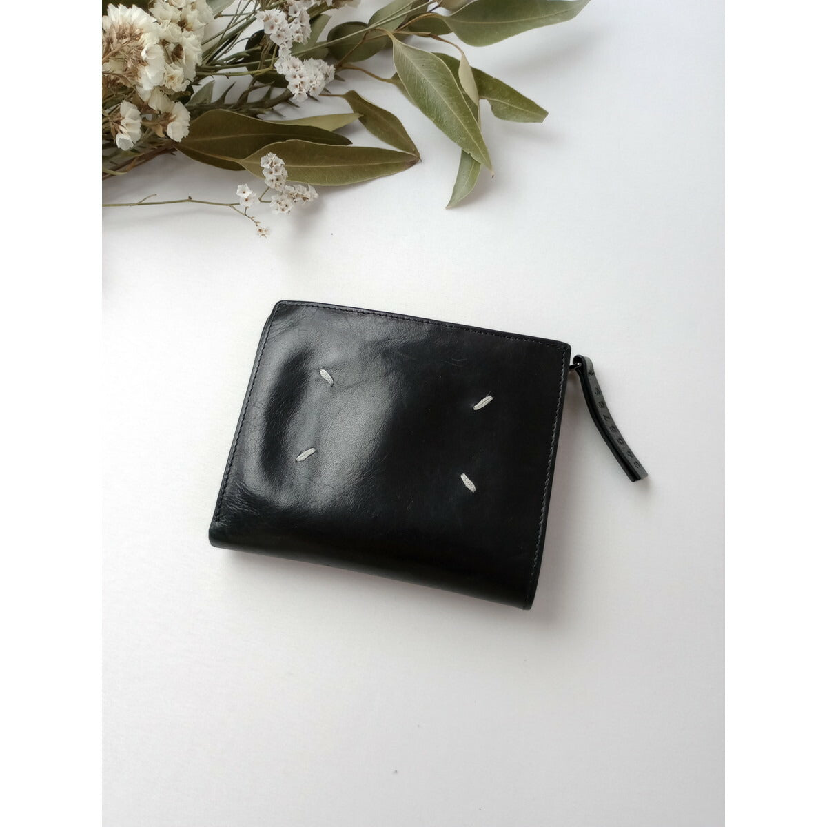 Maison Margiela メゾンマルジェラ 二つ折り 財布 ウォレット レザー ブラック【中古】