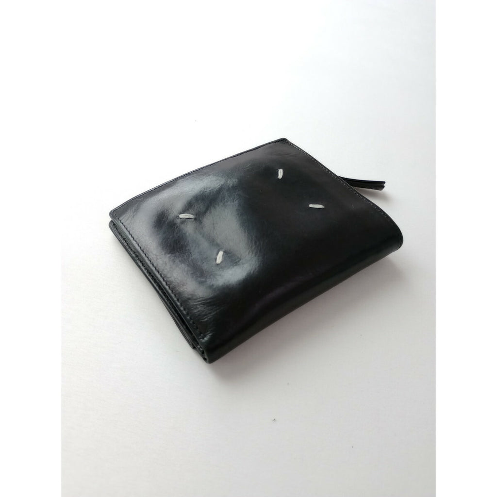 Maison Margiela メゾンマルジェラ 二つ折り 財布 ウォレット レザー ブラック【中古】