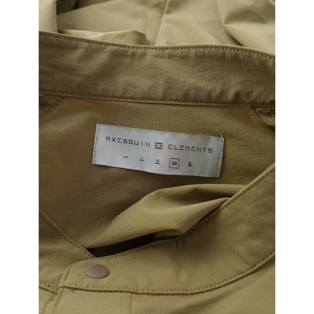 AXESQUIN ELEMENTS アクシーズ クインエレメンツ ソフトシェルの バンドカラー 長袖 シャツ トップス カーキ 四【中古】