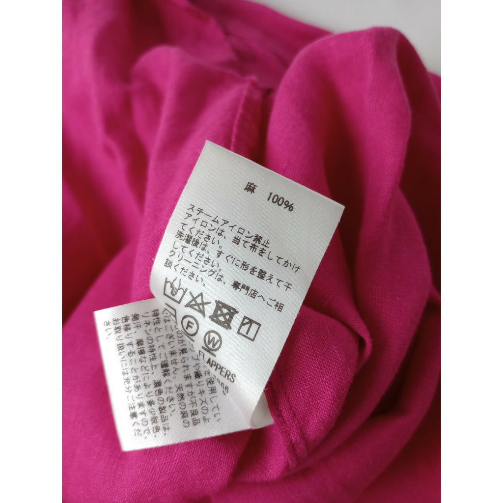 TICCA ティッカ リネン 麻 100％ ノーカラー 長袖 シャツ トップス ピンク F【中古】