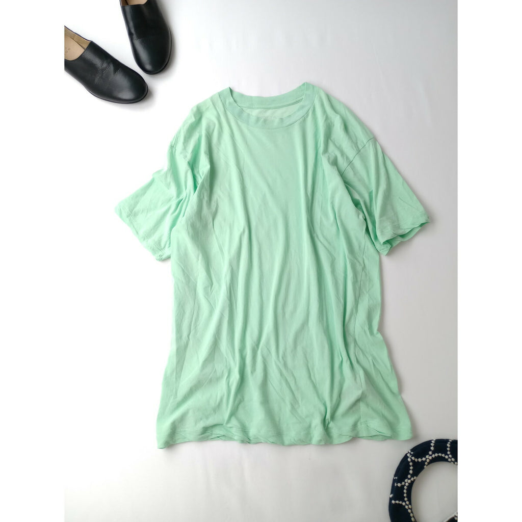 ALWEL オルウェル コットン 綿 100％ 半袖Tシャツ 半袖 カットソー トップス エメラルドグリーン【中古】