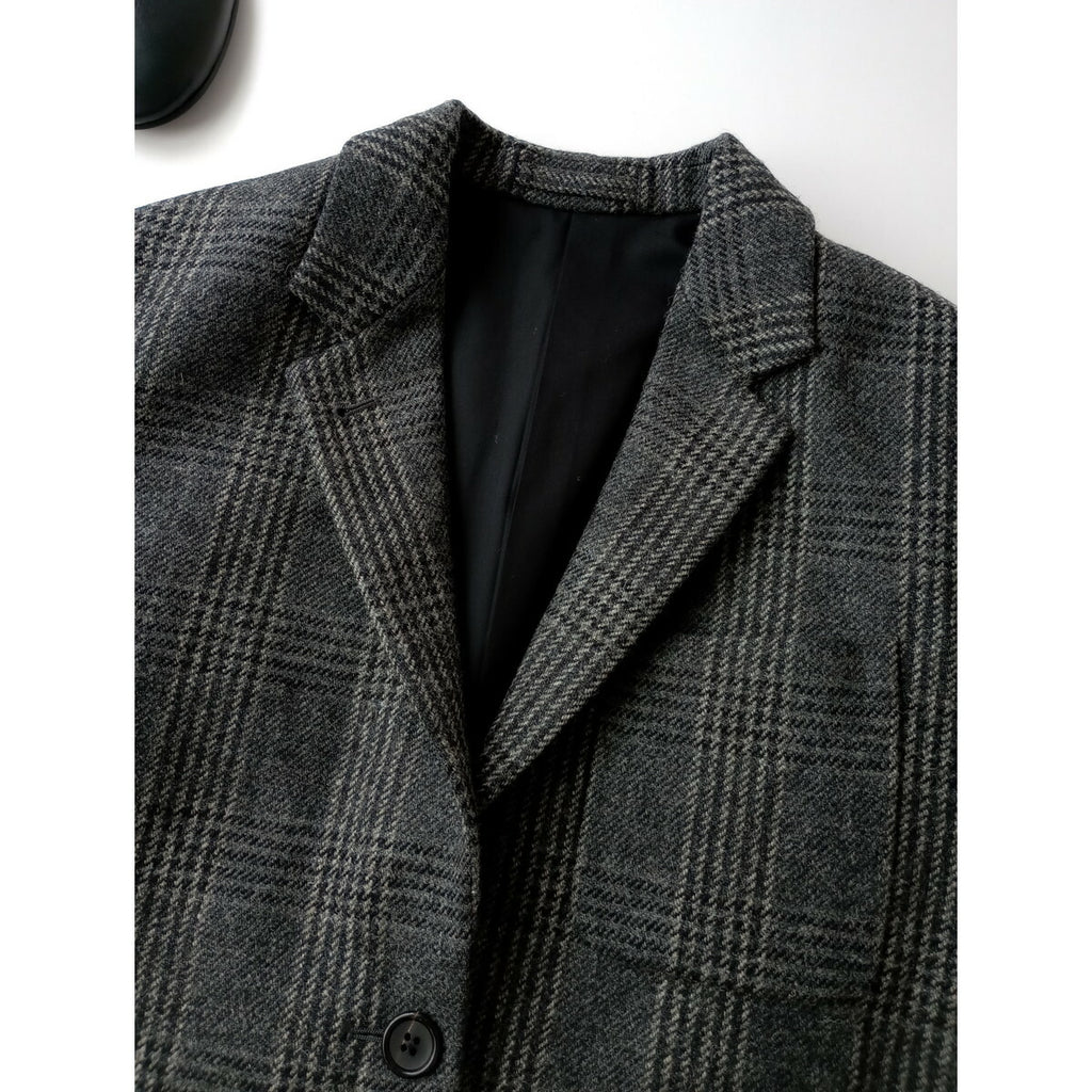 MARGARET HOWELL マーガレットハウエル LOVAT ウール 毛 100％ グレン チェック柄 テーラード ジャケット 長袖 グレー 2 (16M＋2583)【中古】