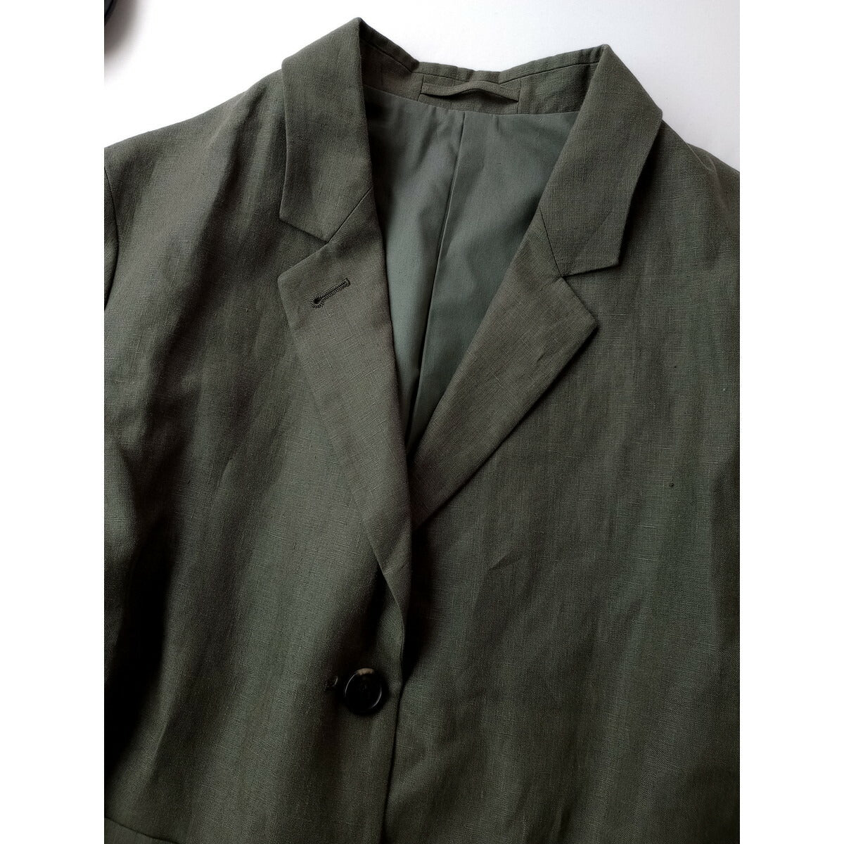 22SS MARGARET HOWELL マーガレットハウエル LINEN JACKET テーラード 長袖 ジャケット リネン 麻 100％ グリーン カーキ 1【中古】