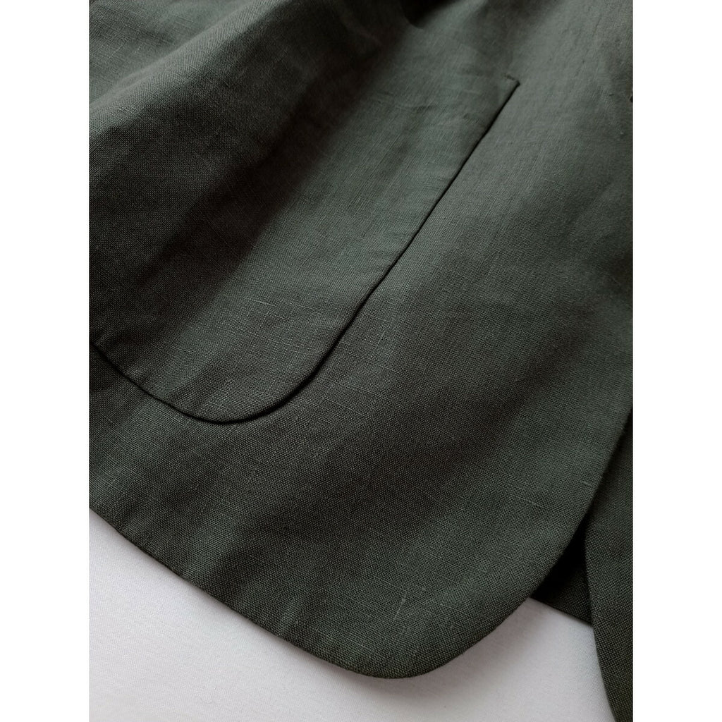 22SS MARGARET HOWELL マーガレットハウエル LINEN JACKET テーラード 長袖 ジャケット リネン 麻 100％ グリーン カーキ 1【中古】