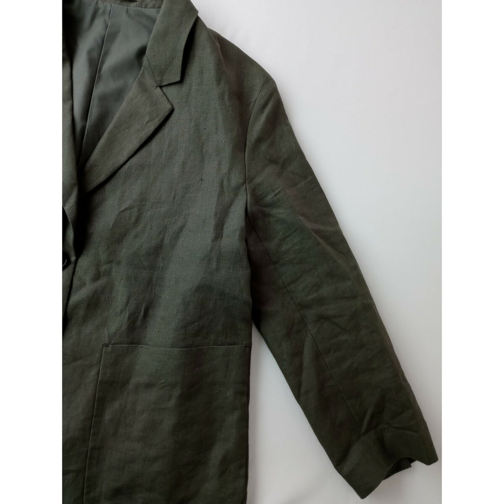 22SS MARGARET HOWELL マーガレットハウエル LINEN JACKET テーラード 長袖 ジャケット リネン 麻 100％ グリーン カーキ 1【中古】