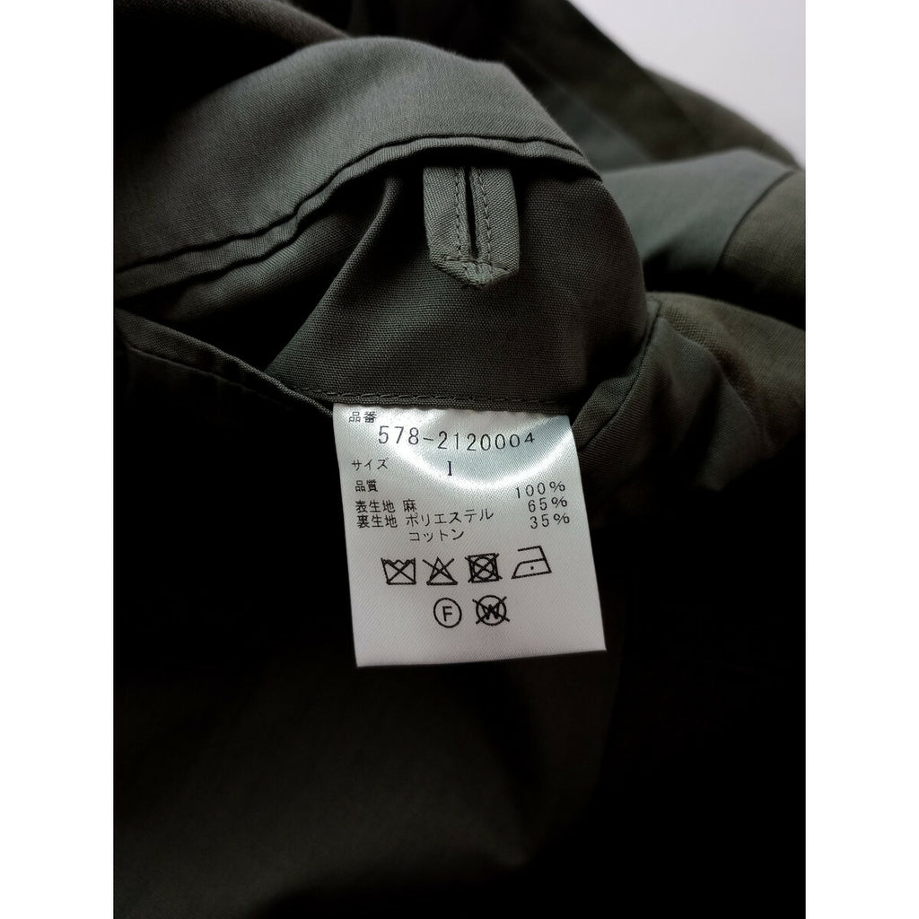 22SS MARGARET HOWELL マーガレットハウエル LINEN JACKET テーラード 長袖 ジャケット リネン 麻 100％ グリーン カーキ 1【中古】