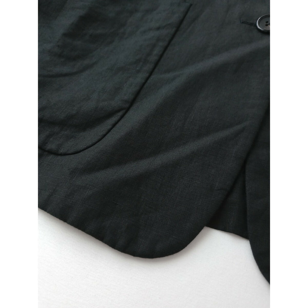 MARGARET HOWELL マーガレットハウエル DENSE FINE LINEN POPLIN テーラード 長袖 ジャケット リネン 麻 100％ 黒 ブラック 1【中古】