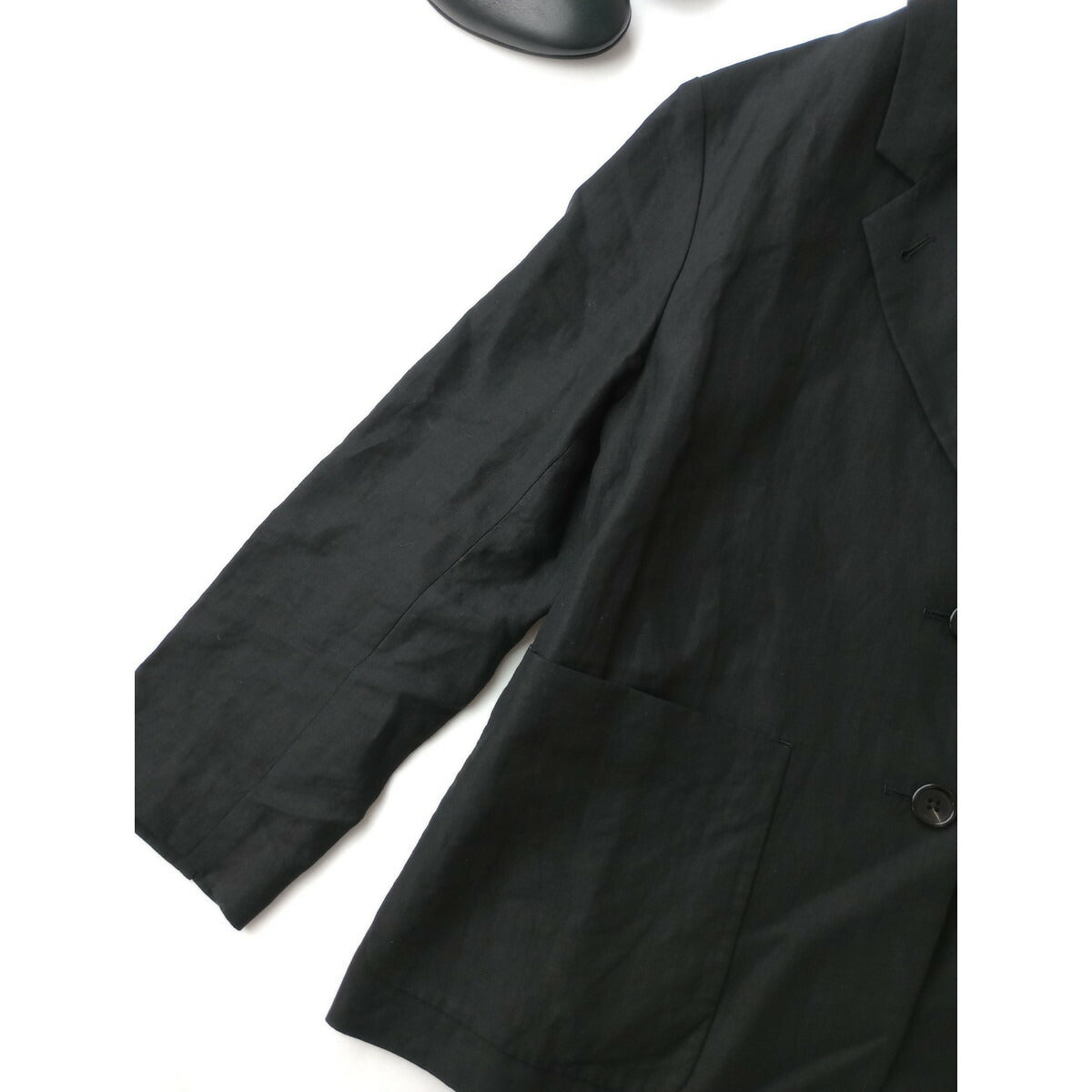MARGARET HOWELL マーガレットハウエル DENSE FINE LINEN POPLIN テーラード 長袖 ジャケット リネン 麻 100％ 黒 ブラック 1【中古】