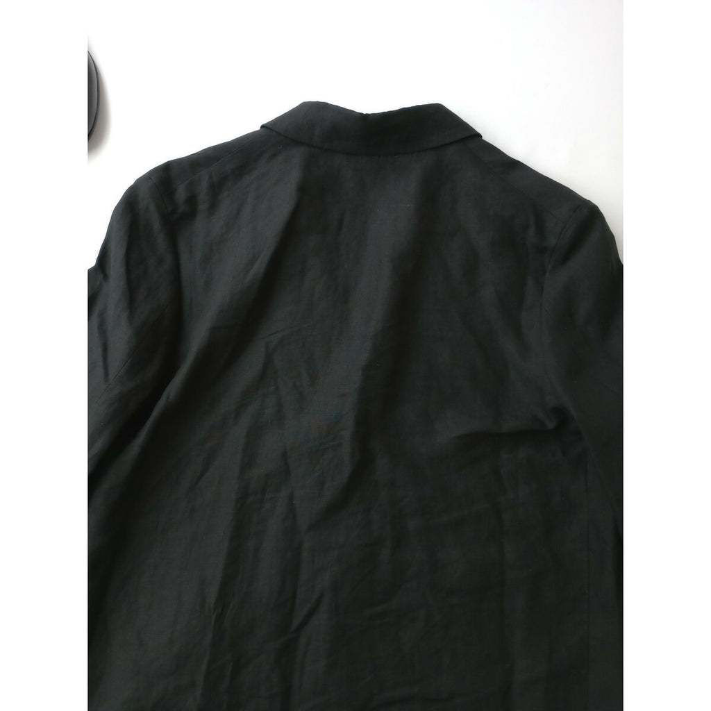 MARGARET HOWELL マーガレットハウエル DENSE FINE LINEN POPLIN テーラード 長袖 ジャケット リネン 麻 100％ 黒 ブラック 1【中古】