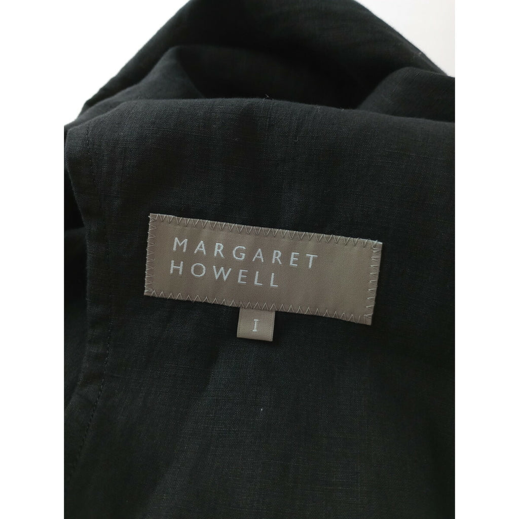 MARGARET HOWELL マーガレットハウエル DENSE FINE LINEN POPLIN テーラード 長袖 ジャケット リネン 麻 100％ 黒 ブラック 1【中古】