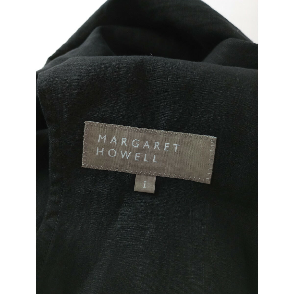 MARGARET HOWELL マーガレットハウエル DENSE FINE LINEN POPLIN テーラード 長袖 ジャケット リネン 麻 100％ 黒 ブラック 1【中古】