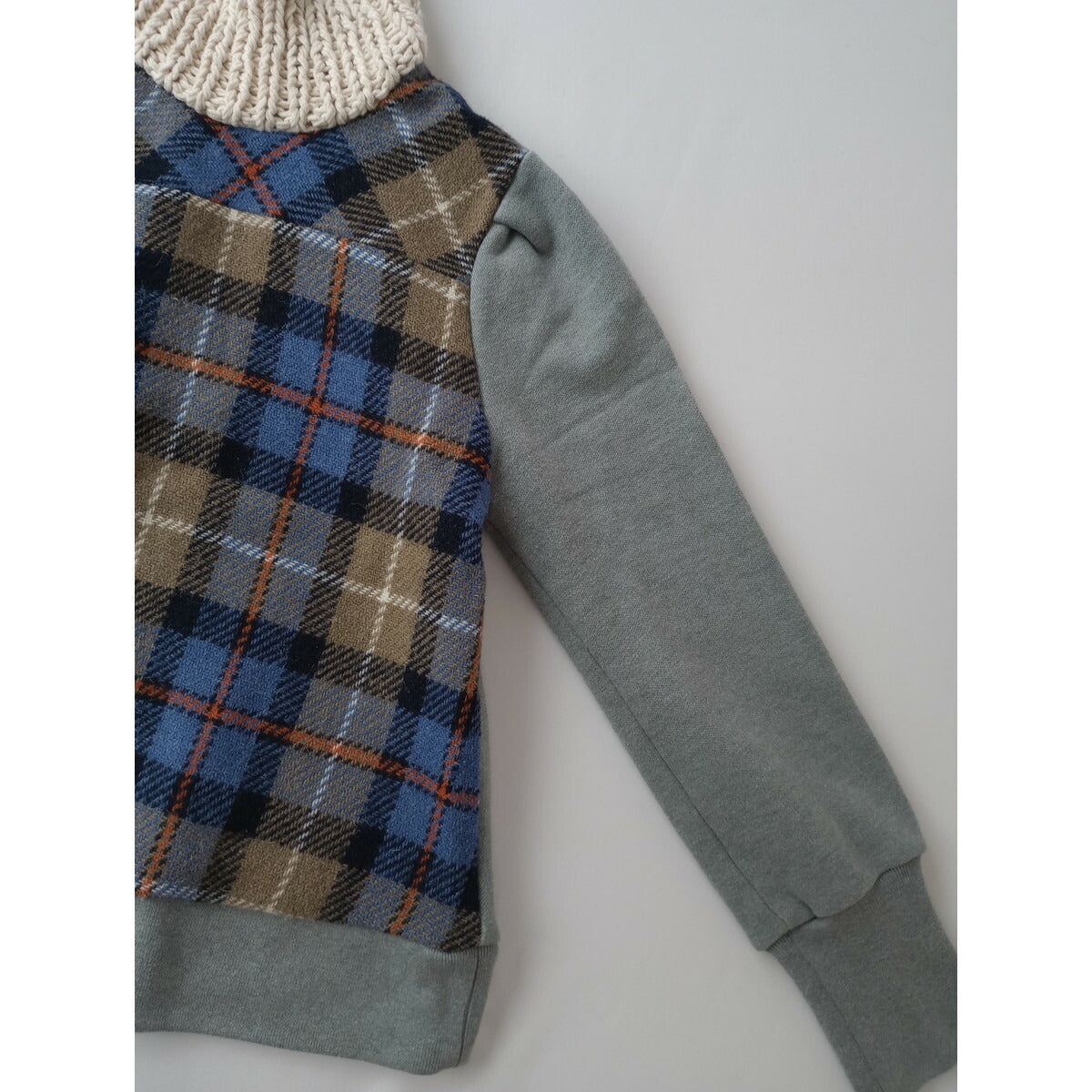 NATIVE VILLAGE ネイティブ ヴィレッジ 切り替え ブルゾン ジャケット ニット スウェット 長袖 トップス グレー チェック (15M＋0207)【中古】