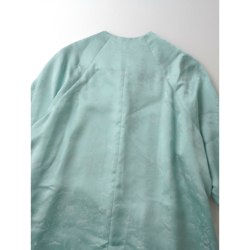 24SS Mame Kurogouchi マメ クロゴウチ Landscape Silk Jacquard coat ランドスケープ シルク 混 ジャガード コート 羽織 ブルー 1【中古】