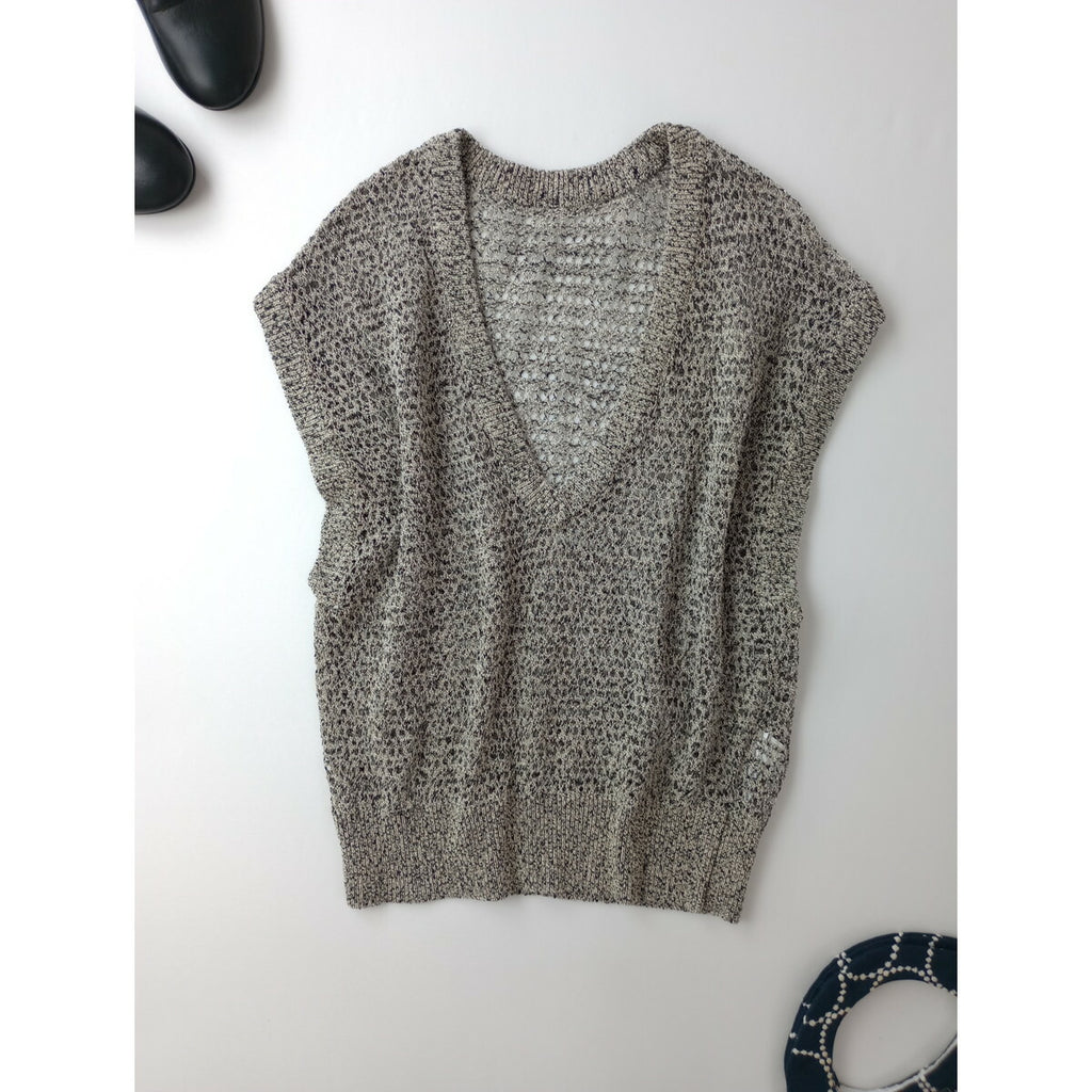 25SS RIM.ARK リムアーク Summer knit v neck tops サマーニット Vネック トップス ベスト 黒 ブラック アイボリー 38【中古】