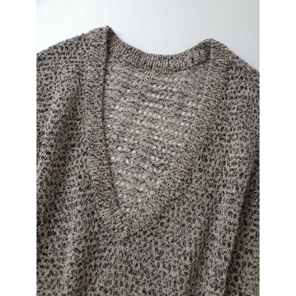 25SS RIM.ARK リムアーク Summer knit v neck tops サマーニット Vネック トップス ベスト 黒 ブラック アイボリー 38【中古】