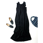 RIM.ARK リムアーク Brass brooch dress ブラース ブローチ ロング ワンピース ドレス 黒 ブラック 38【中古】