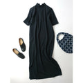 24AW RIM.ARK リムアーク Back v neck OP バックブイネック 半袖 ワンピース ロング ドレス 36 黒 ブラック 前後着 2WAY UVカット【中古】