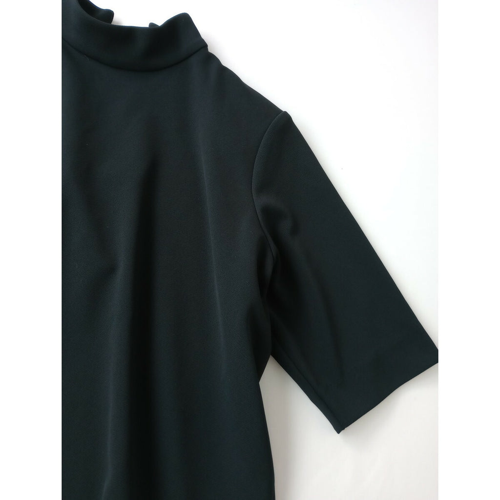24AW RIM.ARK リムアーク Back v neck OP バックブイネック 半袖 ワンピース ロング ドレス 36 黒 ブラック 前後着 2WAY UVカット【中古】