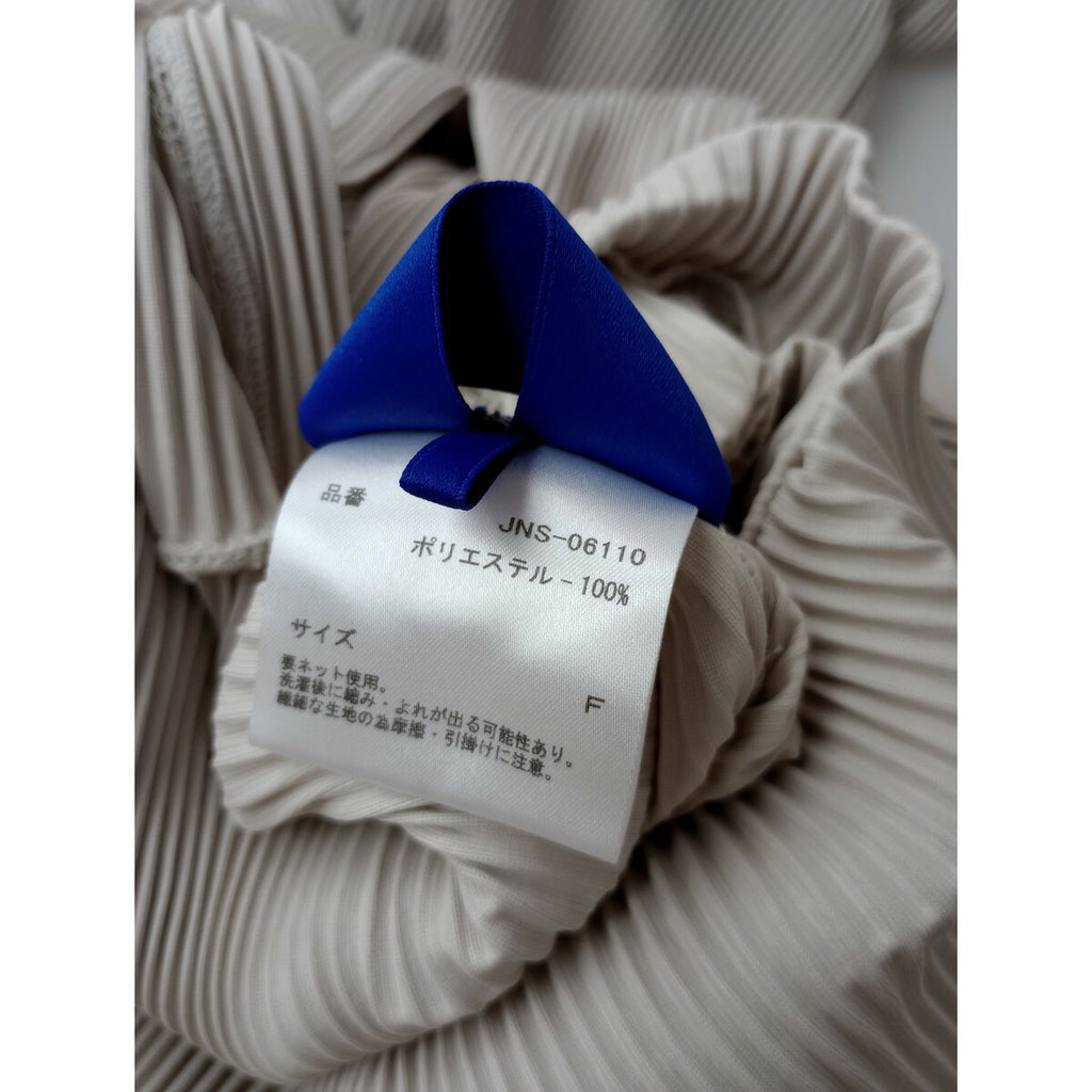 Jens イェンス プリーツ ロング 長袖 深スリット ワンピース アイボリー F【中古】