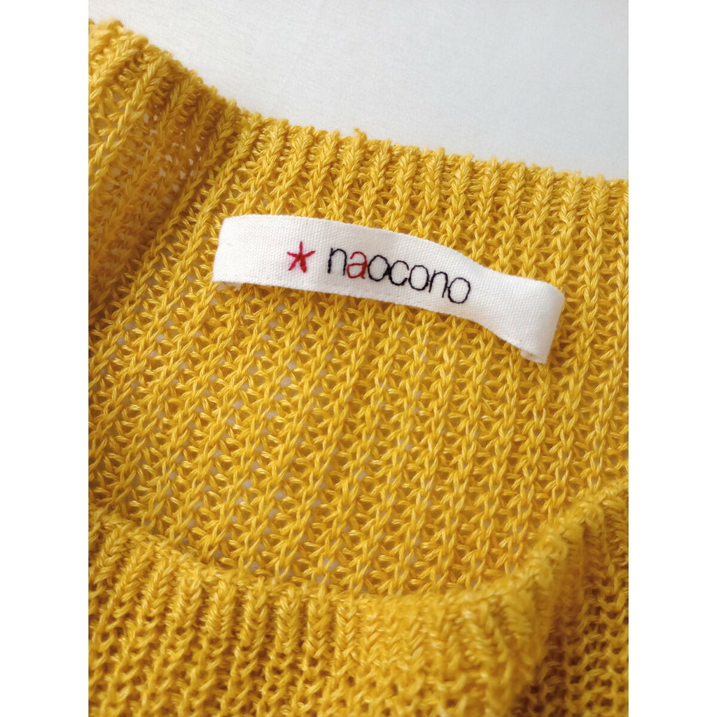 naocono ナオコノ リネン ケープ ニット トップス イエロー 黄色【中古】