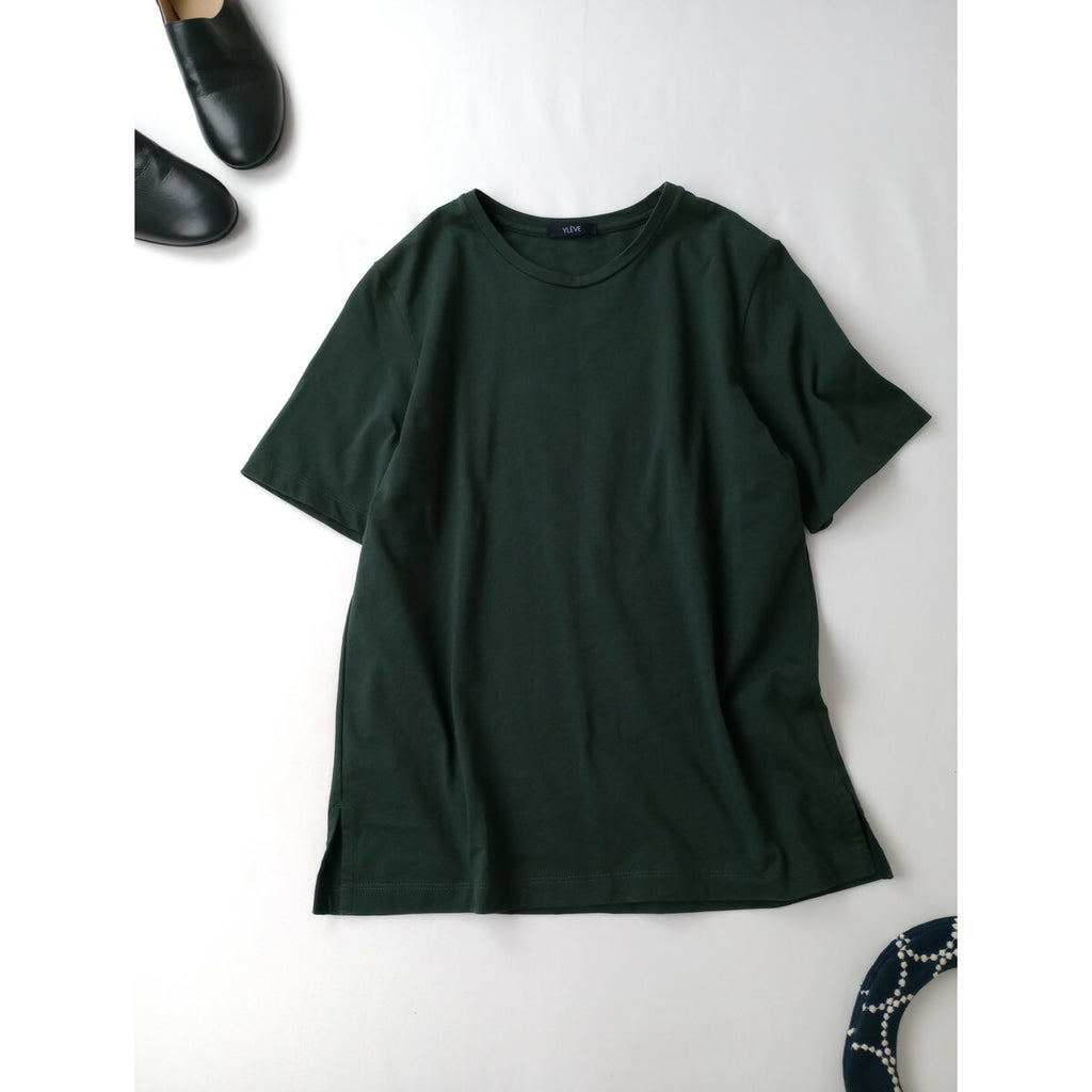 イレーヴ YLEVE コットン 綿 100％ Tシャツ 半袖 カットソー トップス グリーン 1【中古】