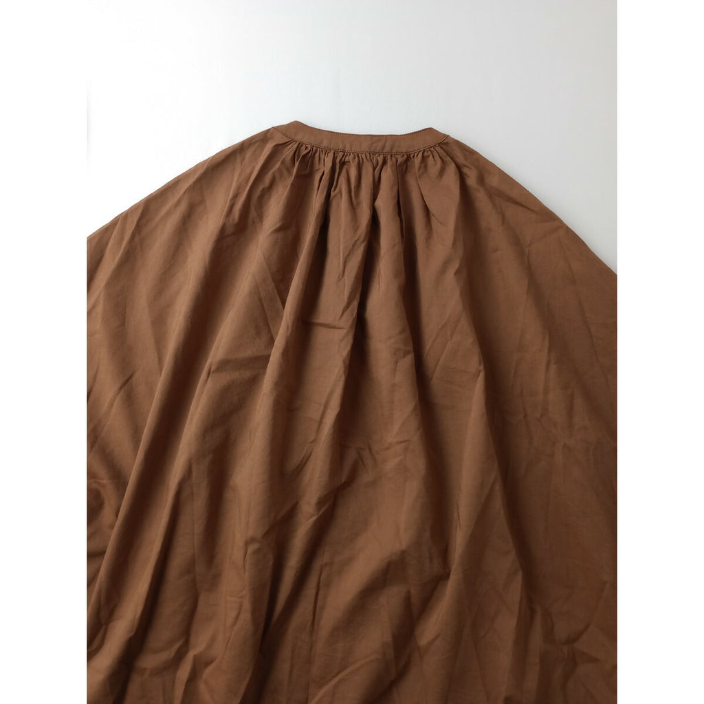 23SS atelier naruse アトリエナルセ cotton lyocell band-collar blouse ブラウス トップス ブラウン【中古】