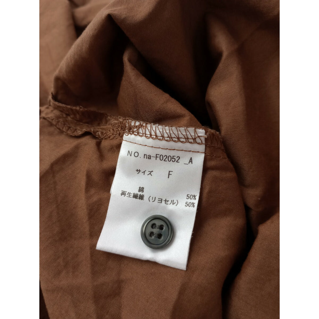 23SS atelier naruse アトリエナルセ cotton lyocell band-collar blouse ブラウス トップス ブラウン【中古】