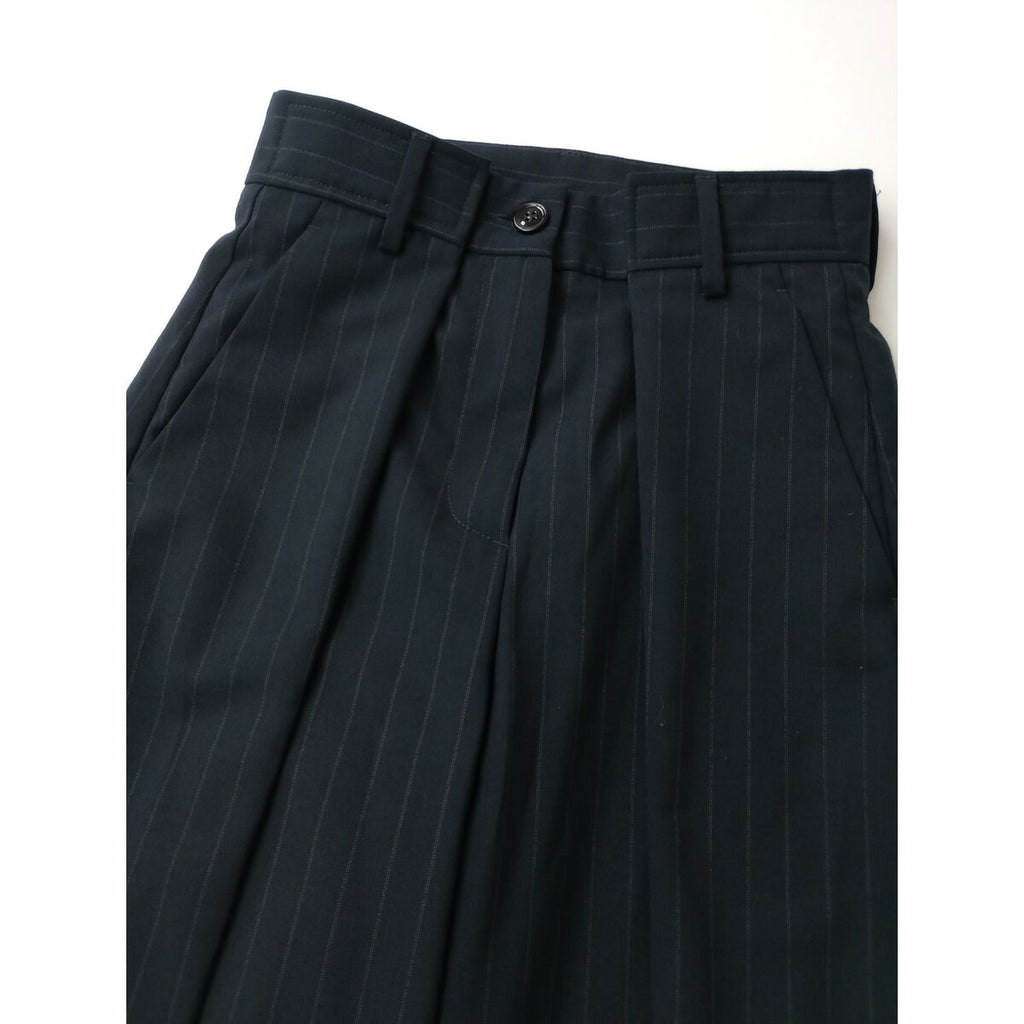 MM6 Maison Margiela マルタンマルジェラ トランスフォーマティブ ピン ストライプ トラウザーズ パンツ 黒に近いダークネイビー 38【中古】