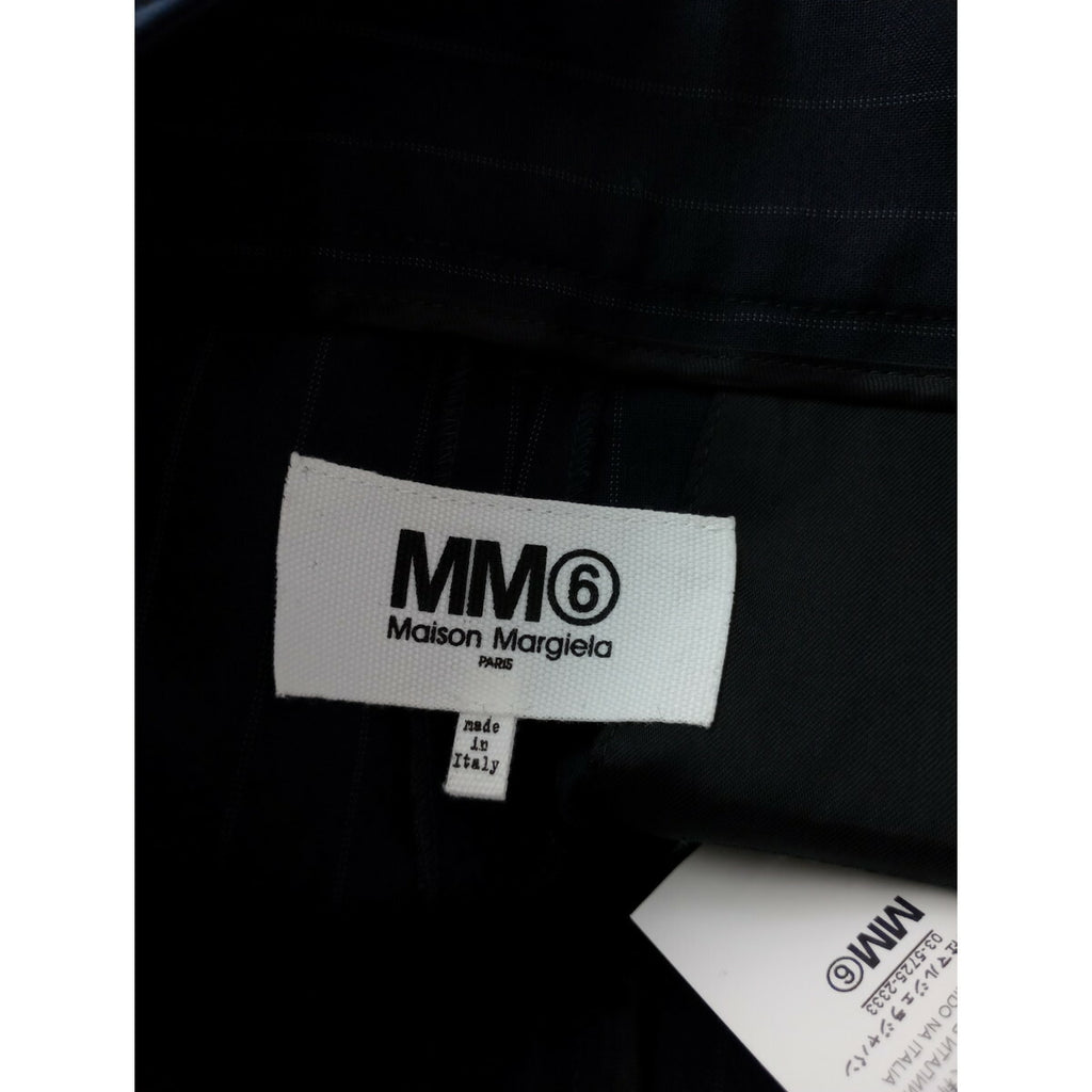MM6 Maison Margiela マルタンマルジェラ トランスフォーマティブ ピン ストライプ トラウザーズ パンツ 黒に近いダークネイビー 38【中古】