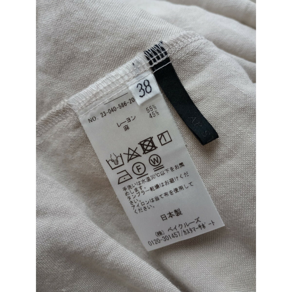 AP STUDIO エーピーストゥディオ アパルトモン レーヨン 半袖 リネン ミックス ワンピース ロング ライトベージュ 38【中古】