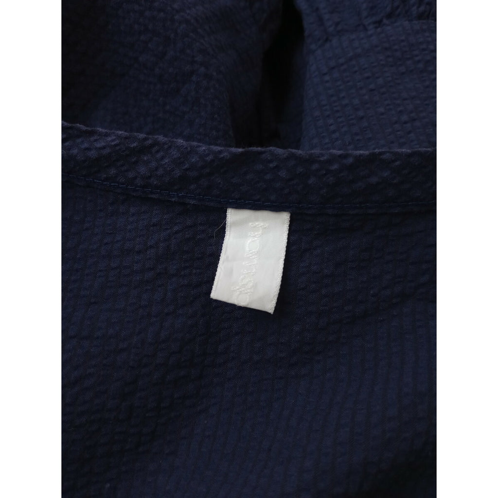 24SS homspun ホームスパン シア サッカー ストライプ　ノースリーブ ブラウス トップス ネイビー【中古】