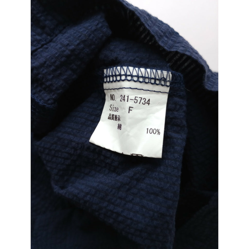 24SS homspun ホームスパン シア サッカー ストライプ　ノースリーブ ブラウス トップス ネイビー【中古】