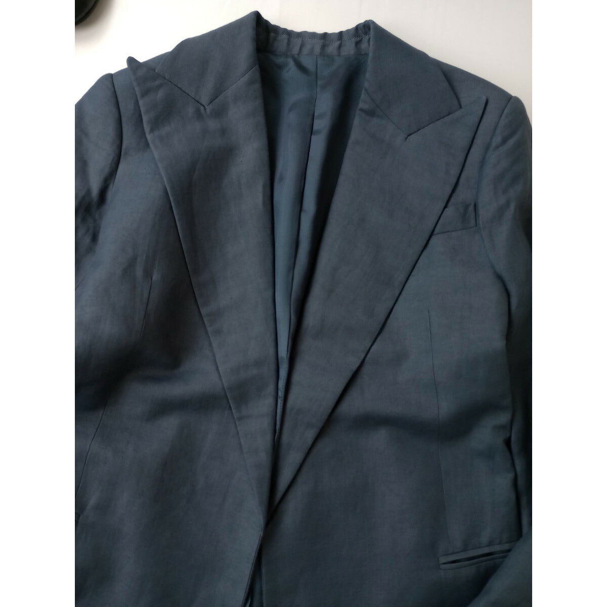 CELINE セリーヌ テーラード ジャケット ブルー グレー リネン レーヨン 34 フィビー フィビーファイロ【中古】