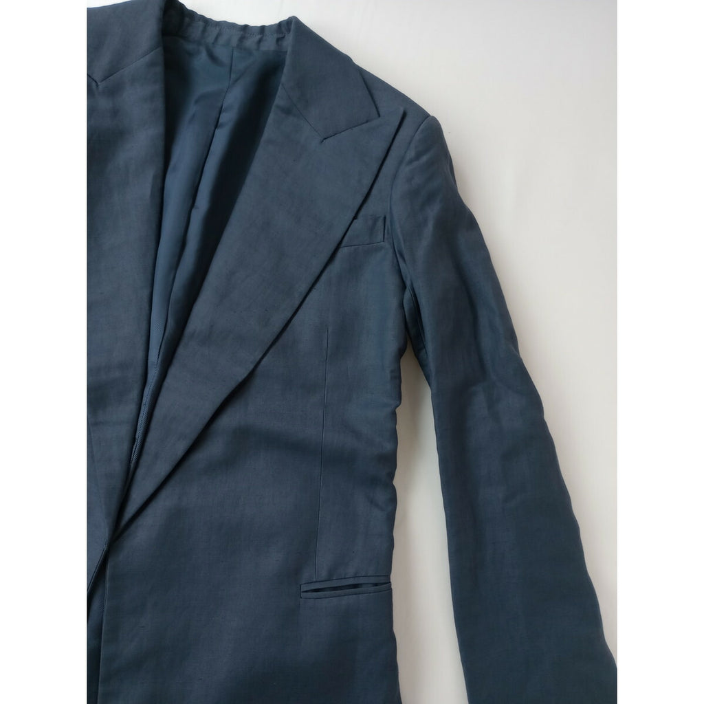 CELINE セリーヌ テーラード ジャケット ブルー グレー リネン レーヨン 34 フィビー フィビーファイロ【中古】