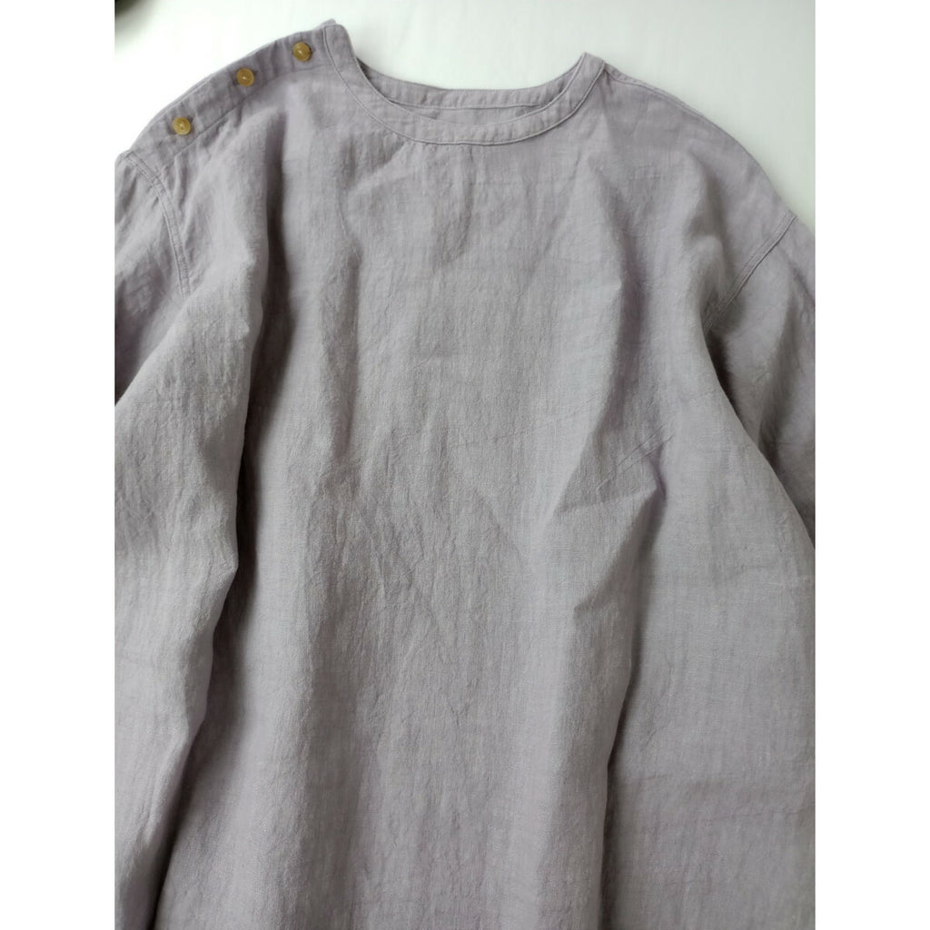 ARCHI アーキ LINEN SIDE OPEN SHIRT リネン 麻 100％ サイド オープン プルオーバー シャツ ブラウス トップス 長袖 パープル S【中古】