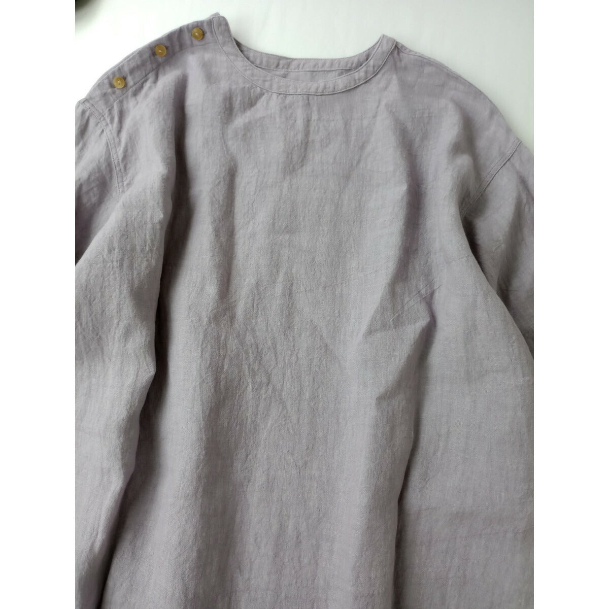 ARCHI アーキ LINEN SIDE OPEN SHIRT リネン 麻 100％ サイド オープン プルオーバー シャツ ブラウス トップス 長袖 パープル S【中古】