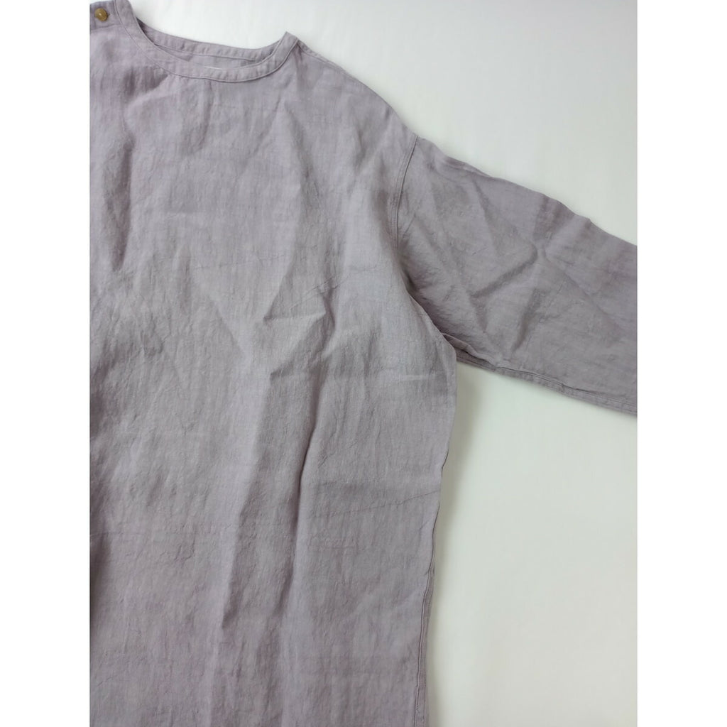 ARCHI アーキ LINEN SIDE OPEN SHIRT リネン 麻 100％ サイド オープン プルオーバー シャツ ブラウス トップス 長袖 パープル S【中古】